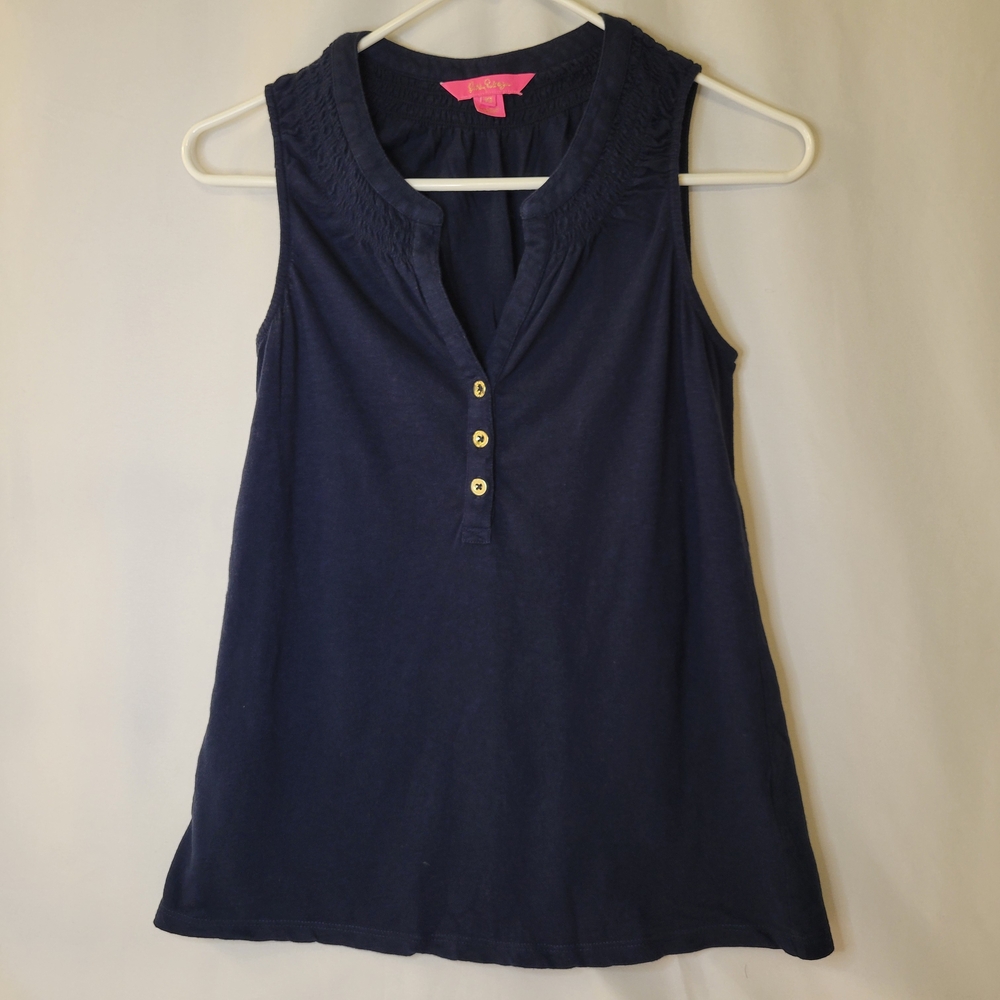 Lilly Pulitzer Essie Tank Top Navy Blue Women's - Picture 1 of 3